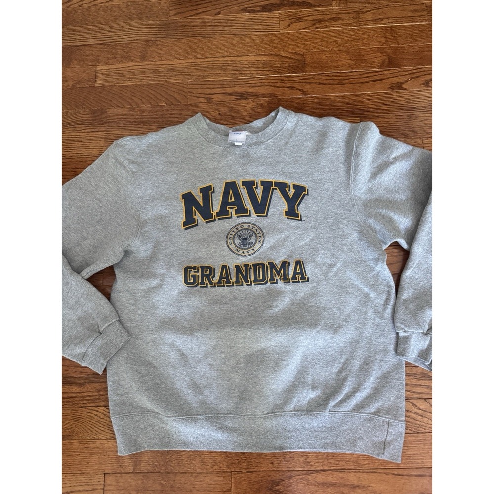 US Navy Grandma Sweatshirt Womens L Gray Military Graphic Crewneck USA